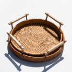 Rattan Round Tray with Handles