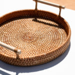 Rattan Round Tray with Handles